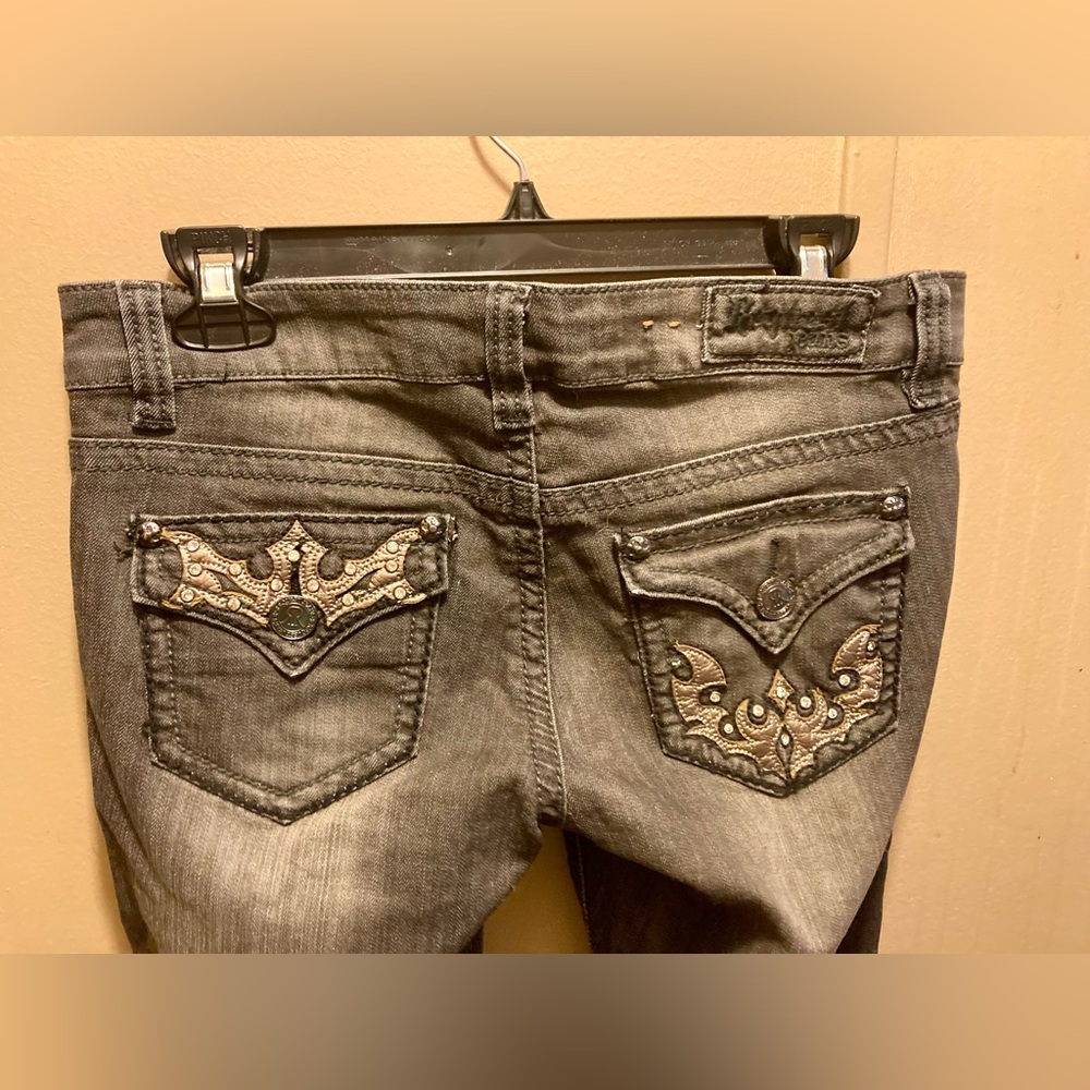 Request Jeans. Black white wash straight leg, size 7/28